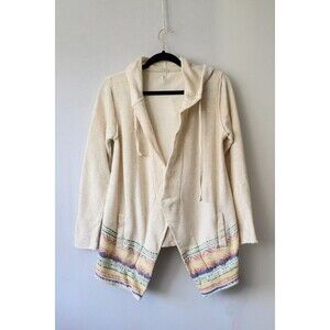 Techstyles ivory hooded open sweatshirt cardigan SM